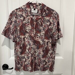 Topman Red Black Paisley short‎ sleeve button up size medium Coastal